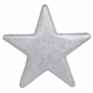 1x grote zilveren glitter sterren kerstversiering/kerstversiering 50 cm