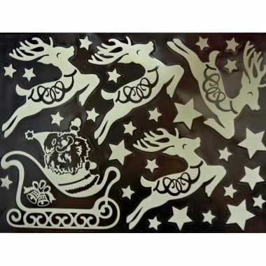 1x kerst raamversiering glow in the dark raamstickers 29,5 x 40 cm
