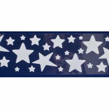 1x vel kerst raamversiering raamstickers witte sterren 12,5 x 58,5 cm