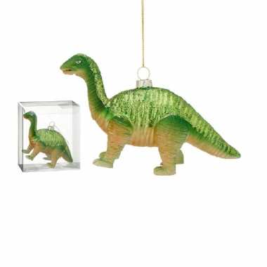1x versieringhangers figuurtjes glazen dinosaurus groen 16 cm