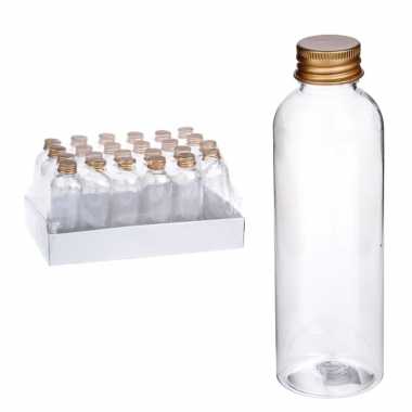 24x stuks diy cadeau/versiering flesjes met dop kunststof 4 x 15cm