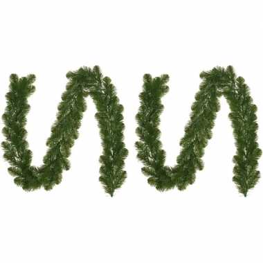 2x groene dennenslinger/dennen guirlande kerstversiering 270 cm