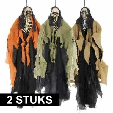 2x horrorthema skelet versiering