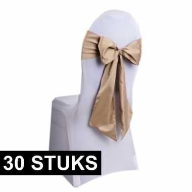 30x bruiloft stoel versiering gouden strikken