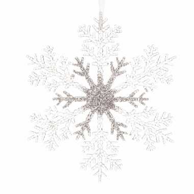 3x kerstboom versiering sneeuwvlok 21 cm transparant/zilver