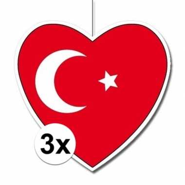 3x turkije hangversiering harten 28 cm