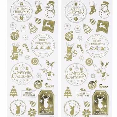 52x kerst versiering stickers goud