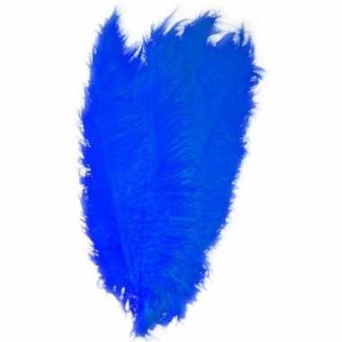 5x grote versiering veren/struisvogelveren blauw 50 cm