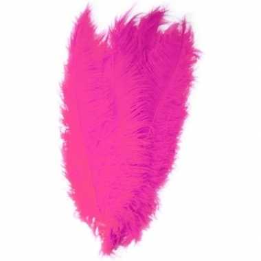 5x grote versiering veren/struisvogelveren fuchsia roze 50 cm