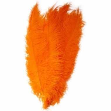 5x grote versiering veren/struisvogelveren oranje 50 cm