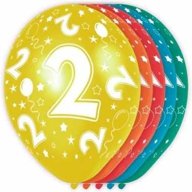 5x stuks 2 jaar thema versiering heliumballonnen 30 cm