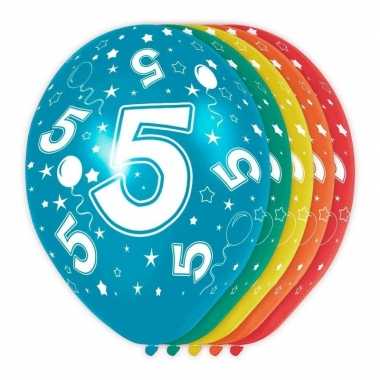 5x stuks 5 jaar thema versiering heliumballonnen 30 cm