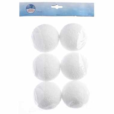 6x sneeuwversiering witte sneeuwballen 8 cm