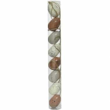 8x stuks pasen versiering paaseieren naturel met vlekjes/spikkels 5 cm