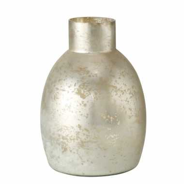 Antiek champagne gouden versieringve bloemenvaas van glas 32 x 21 cm