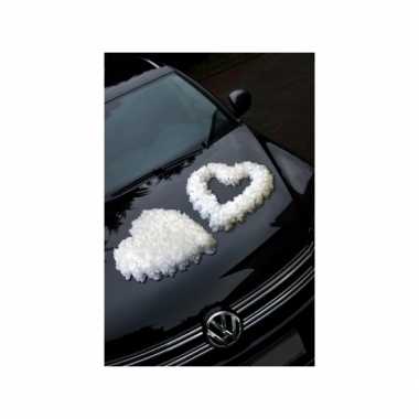 Bruiloft motorkap versiering open hart wit