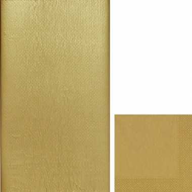 Gouden tafelversiering set tafelkleed servetten