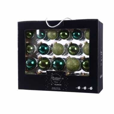 Groene kerstversiering kerstballen set 42 delig van glas