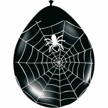 Halloween zwarte ballonnen met spinnenweb 8 stuks halloween versierin