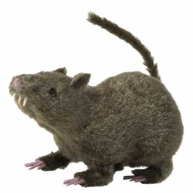 Harige versiering rat bruin 21 cm