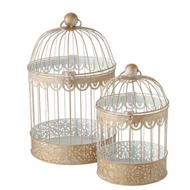 Home versiering vogelkooi goud 25 x 40 cm