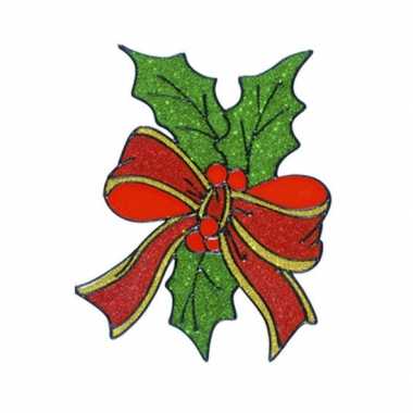 Kerst raamstickers/raamversiering hulstblad plaatjes 18 cm