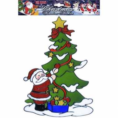 Kerst raamstickers/raamversiering kerstman plaatjes 30 cm