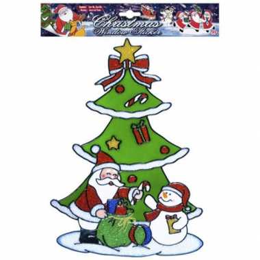 Kerst raamstickers/raamversiering sneeuwpop/kerstman plaatjes