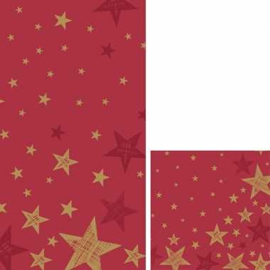 Kerst tafelversiering set rood/goud sterren tafelkleed/servetten