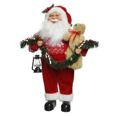 Kerstman met guirlande versiering pop/kerstpop beeld 60 cm