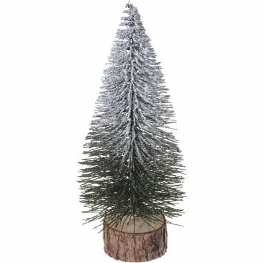 Kerstversiering kleine/mini kerstboompjes besneeuwd 25 cm