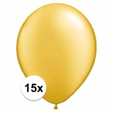 Metallic gouden versiering ballonnen 15 stuks
