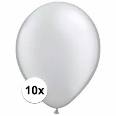 Metallic zilveren versiering ballonnen 10 stuks