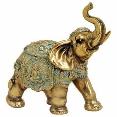 Olifant dieren beeldje goud 16 cm woonversiering