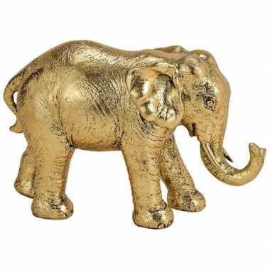 Olifant dieren beeldje goud 18 cm woonversiering