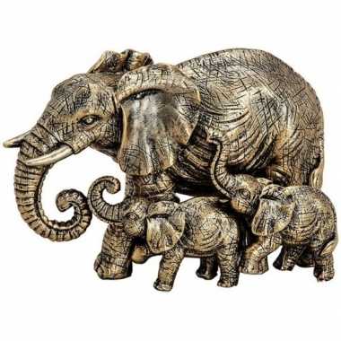 Olifanten dieren beeldje goud 13 cm woonversiering