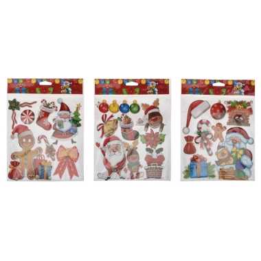 Set van 3x vellen kerst raamstickers/raamversiering 3d formaat 29 x 36 cm