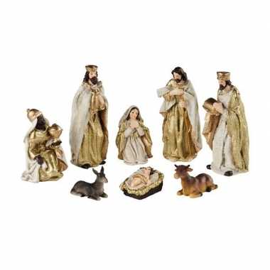Set van 8 stuks kerststal beelden / kerstbeelden 12 cm kerstversiering