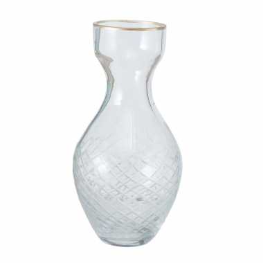 Stijlvolle glazen kleine versieringve bloemenvaas in het transparant glas van 15 x 7 cm