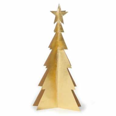 Tafelversiering gouden papieren kerstbomen kerstversiering 34 cm