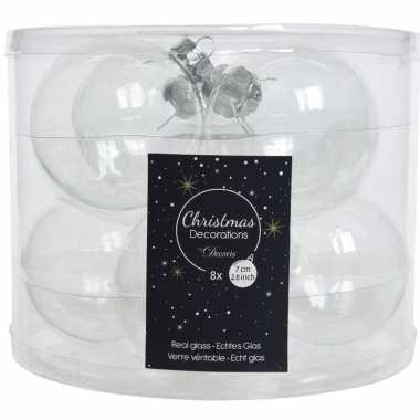 Transparante kerstversiering kerstballen glas 7 cm