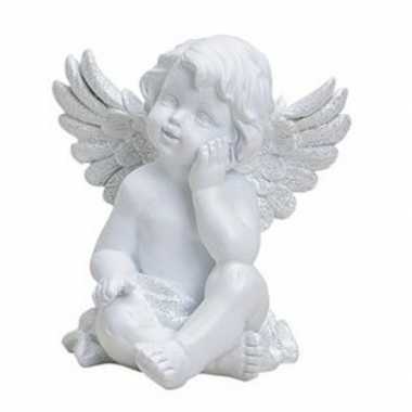 Versiering beeldje engel denkend 12 cm