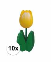 10x versiering houten gele tulpen