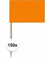 150x cocktailprikkers oranje 8 cm vlaggetje versiering