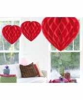 15x feestversiering versiering hart rood 30 cm