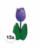 15x versiering houten paarse tulpen