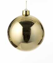 1x grote kunststof versiering kerstbal goud 25 cm