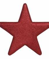 1x grote rode glitter sterren kerstversiering kerstversiering 25 cm