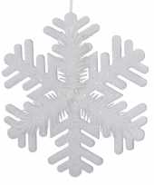 1x grote witte ijsbloemen sneeuwvlokken kerstversiering kerstversiering 30 cm