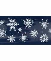 1x kerst raamversiering raamstickers witte glitter sneeuwvlokken 23 x 49 cm